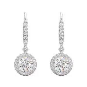 Stylish Full Moissanite Round Diamond Square Earrings S925 Sterling <b>Silver</b> <b>Studs</b> Fine Jewelry for Women - Product Image 1