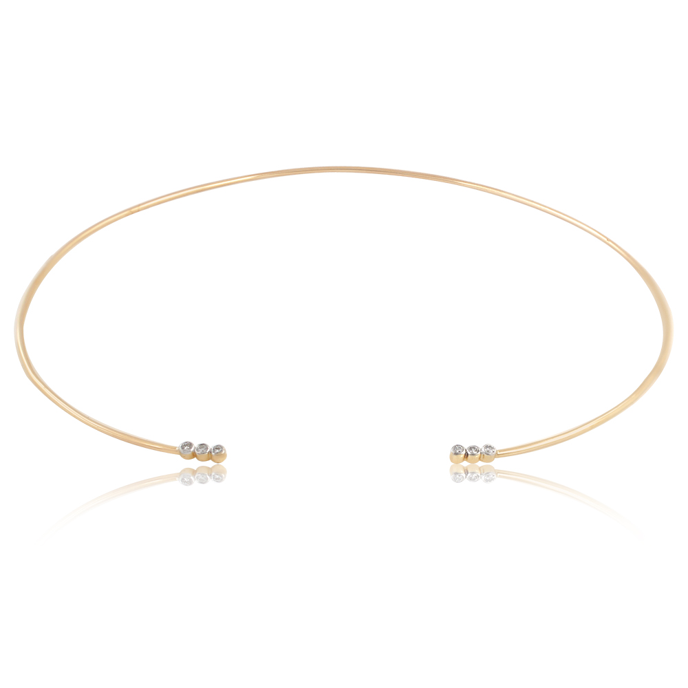 Solid 14k Gold Choker Necklace Pave Diamond Jewelry Thin Choker Necklace Crescent Moon Choker Necklace Jewelry