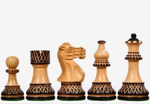 Juego de Ajedrez de Lujo con Piezas de Madera de Boj Quemada Talladas a Mano en Caja de Madera Quemada de 3.8 a un Precio Accesible - Product Image 3