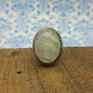 Forma ovalada auténtica piedra lunar arcoíris anillo bohemio piedra Natural plata esterlina 925 anillos artesanales hechos a mano - Product Image 5