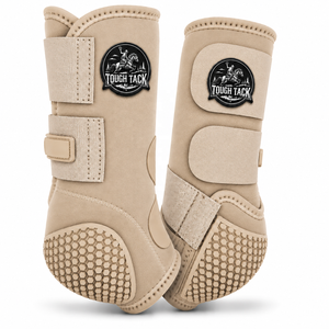 Tough Tack Horse Splint Boots Beige Microfiber Leg Protection with Hex Grip Sole for Riding 2026 - Product Image 1