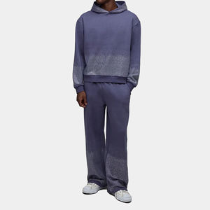 Survêtements de fabrication en gros, logo personnalisé, hommes, coton de haute qualité, imprimé, pull à capuche surdimensionné pour hommes, pantalons lavés - Product Image 1