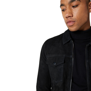 Chaqueta de cuero marrón de último diseño, chaqueta de cuero genuino de ante con cremallera frontal para hombre, chaquetas de invierno - Product Image 4