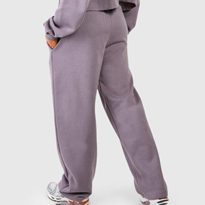 Pantalones y pantalones de mujer con logotipo personalizado Terry Fleece Tela de tacto suave 100% Pantalones de chándal de algodón Joggers de pierna ancha para mujer - Product Image 5