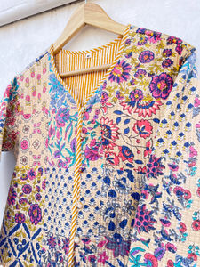 Blouson Bomber en Coton Patchwork Vintage Fait Main, Style Bohème Réversible Respirant Unisexe Automne Hiver Nouveau Style - Product Image 5