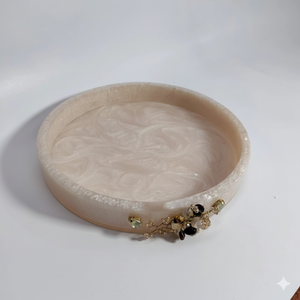 ถาดเสิร์ฟเรซิ่นทรงกลมสไตล์โมเดิร์นสำหรับงานแต่งงาน ตกแต่งด้วยลายมุก ใช้เป็นถาดใส่เครื่องประดับ ของตกแต่งบ้าน ถาดเสิร์ฟสุดหรู เหมาะสำหรับเป็นของขวัญ - Product Image 1