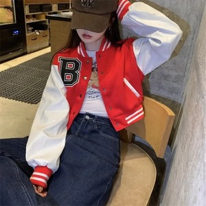 แจ็กเก็ตเลตเตอร์แมนของผู้หญิงเสื้อแจ็กเก็ตฤดูหนาวกันลมขายส่งโลโก้3D ออกแบบได้ตามต้องการ - Product Image 2