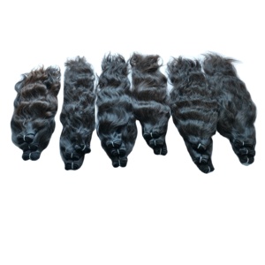 Extensiones de cabello humano indio de trama doble alineada con cutícula 100% al por mayor, máquina de procesamiento de onda profunda, Color negro Natural - Product Image 3