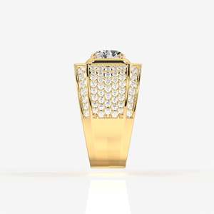 Portuguese Cut Lab Grown Diamond Men's 14K Yellow <b>Gold</b> <b>Ring</b> Everyday Wear Pear Shape Rhodium IGI Certified Rhodium <b>Gold</b> Setting - Product Image 3