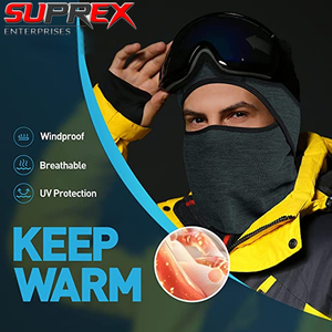 SUPREX ENTERPRISES Winter Balaclava Ski Mask Windproof Fleece Thermal Spandex Magnetic Anti-UV <b>Neck</b> Gaiter <b>Warmer</b> Hood One Size - Product Image 6