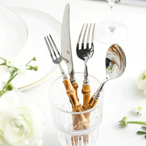 Ensemble de couverts classiques à manche en bois de 3 en acier inoxydable poli pour la restauration d'événements à domicile et la vaisselle de restaurant meilleure utilisation - Product Image 4
