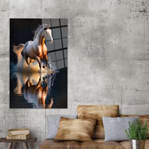 Impresión en Lienzo de Caballo Corriendo: Decoración Moderna de Arte Animal para el Hogar, ARTE EN VIDRIO TEMPLADO - Product Image 1