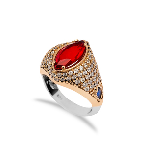 Marquise Shape <b>Garnet</b> Stone Authentic Unisex <b>Rings</b> Turkish Handmade Wholesale 925 Sterling <b>Silver</b> Jewelry - Product Image 1