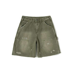 Pantalones cortos de moda para hombre, Vaqueros holgados, informales, de color sólido, grises, personalizados, de alta calidad - Product Image 2