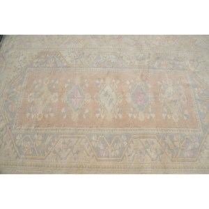 Tapis Vintage en Laine Beige Rose Motif Géométrique Rectangulaire 5.6 X 7.9ft Viscose avec Support en Latex pour Couloir - Product Image 5
