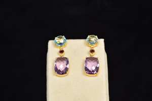 Customized Natural Stone <b>Earring</b>, 925 <b>Sterling</b> <b>Silver</b> <b>Earrings</b>, Multi Color Gemstone <b>Earring</b>, Dangle <b>Drop</b> <b>Earring</b>, Women Gift - Product Image 2