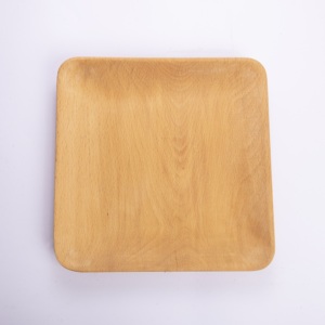 Grande assiette carrée en bois de hêtre 25x25cm - Plat de service en bois massif naturel - Ustensile de cuisine carré durable - Product Image 1
