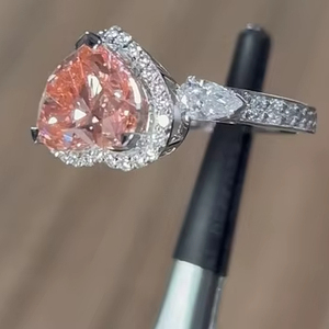 แหวนหัวใจสีทองสีขาวโรแมนติกแหวนหมั้นเพชรผู้หญิงแหวนแฟชั่นสีชมพูเครื่องประดับขายส่ง - Product Image 2