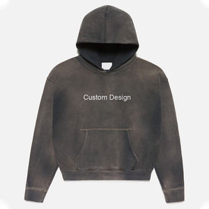Alta calidad OEM ODM venta al por mayor de encargo del hombro de la gota Boxy de alta calidad de peso pesado lavado ácido recortado sudaderas con capucha para los hombres - Product Image 4