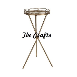 Plateau et support de petit déjeuner en fer et verre de conception attrayante plateau de service de couleur or de taille et de forme personnalisées avec support - Product Image 3