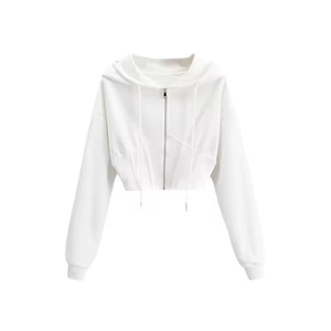 Alta calidad nueva llegada algodón mujeres Crop Top Sudadera con capucha 100% algodón manga larga ropa Casual moda Crop Hoodies - Product Image 1