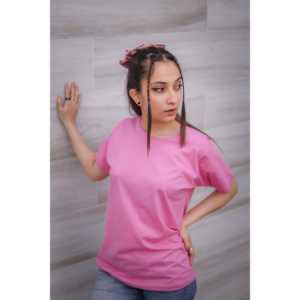 Camiseta grande monocromática rosa para ella - Product Image 3