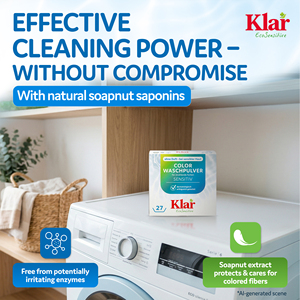 KLAR Custom 3 Poudre à lessiver végétalienne écologique et douce pour les couleurs 1,375 kg Sans parfum 27 lavages Plus de 80 % d'ingrédients pour bébés - Product Image 4