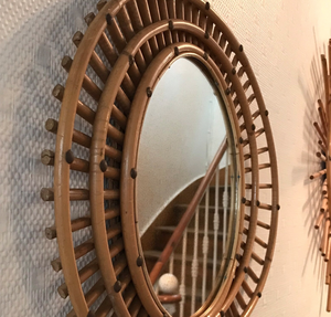 Gran venta Vintage 50s 60s Espejo de ratán antiguo de buena calidad para decoración de la casa | Espejo de lujo - Product Image 2