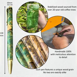 Citrine Collection: Luxury Handmade 0.7mm Stabilized Wood Ballpoint <b>Pen</b> Green-Red-Blue Resin Body Business <b>Gift</b> Souvenir <b>Pen</b> - Product Image 4