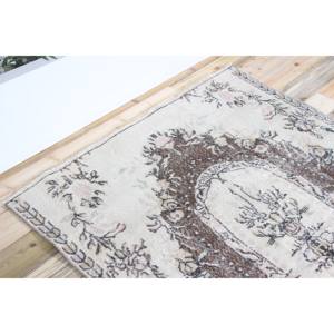 Tapis turc vintage 4,8x6,7 pieds, tapis en laine gris à motifs floraux - Product Image 5