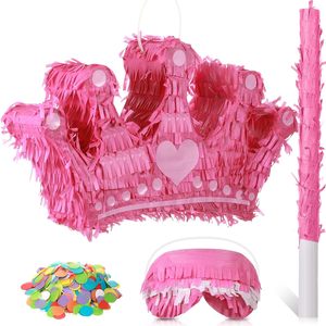 <strong>Princess</strong> Crown <strong>Pinata</strong> with Blindfold Bat Confetti Small Pink <strong>Princess</strong> <strong>Pinata</strong> for Girls Kids Birthday Party Decoration Supplies