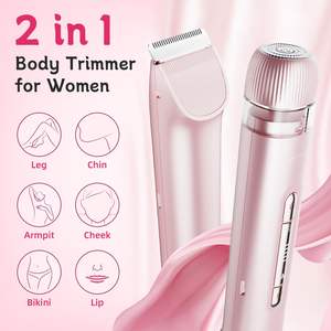 Rasoir électrique rechargeable double tête pour femme, tondeuse bikini et rasoir pour poils pubiens, utilisation humide/sèche, pour le corps - Product Image 3