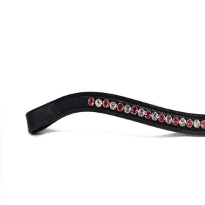 Exportation de qualité en gros prix d'usine fait à la main en cuir de selle anglais noir bande de front de cheval avec des cristaux ronds de marque bling - Product Image 3
