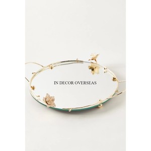 Metal chapado en oro de alta calidad estándar y espejo hecho de diseñador moderno bandeja para servir alimentos centro de mesa accesorios suministros - Product Image 5