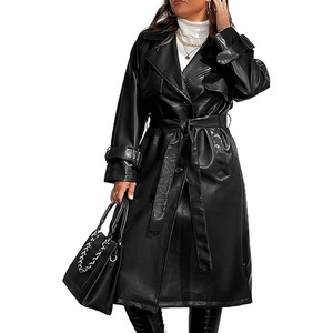 Manteau long en cuir pour femme de haute qualité, collection hiver, respirant, design personnalisable, coupe classique - Product Image 1
