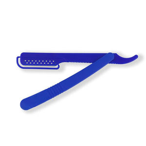 Navaja de Afeitar Profesional Desechable con Mango de Plástico Azul, Herramienta de Afeitado para Barbería, OEM - Product Image 1