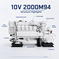 Moteur diesel marin SCDC MTU Série 2000 10V 2000M94 4 temps refroidi par eau avec boîte de vitesses pour yacht, bateau de patrouille et bateau de travail