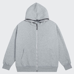 Sudadera con capucha de felpa francesa de algodón pesado con logotipo personalizado, ropa de calle en blanco con bordado unisex, sudadera con cremallera completa - Product Image 3