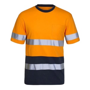 Camisetas de trabajo de alta visibilidad y alta visibilidad para hombres, ropa de seguridad reflectante de manga corta de alta calidad, impermeable, poliéster y algodón - Product Image 1
