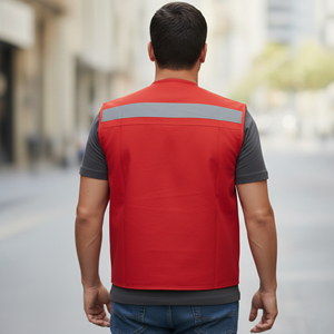 เสื้อกั๊กนิรภัยสะท้อนแสงกันน้ำแบบตาข่าย ANSI Class 2 รุ่นยอดนิยม พร้อมไฟ LED กระเป๋าซิป สำหรับงานก่อสร้าง เสื้อกั๊กผู้ชาย - Product Image 5