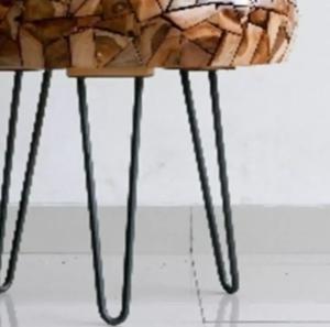 Direct indonésie meilleure qualité Design moderne bois mosaïque Table supérieure trois jambes de fer pliable pour cour parc salon salle à manger - Product Image 5