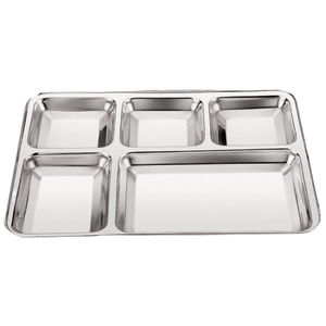 Plateau à nourriture en acier inoxydable, plat à thali, vaisselle en acier inoxydable, plateau à thali en acier inoxydable au Royaume-Uni, plaque à thali - Product Image 3