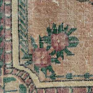 Turkish Vintage Rug, 4x9.3 ft Rug, <b>Red</b> Solid <b>Wool</b> Rug - Product Image 3