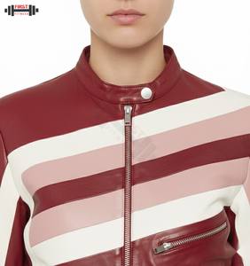 Nouvelle arrivée : Blouson aviateur en cuir rayé respirant pour femme grande taille, manches longues, taille personnalisée, idéal pour l'hiver - Product Image 4