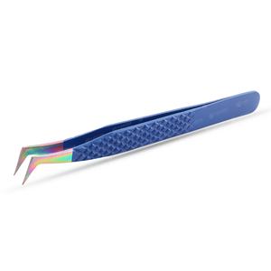 Pinzas de extensión de pestañas de acero inoxidable con etiqueta privada de Rainbow Beauty, punta de fibra puntiaguda con agarre de diamante, bolsa de alta calidad - Product Image 2