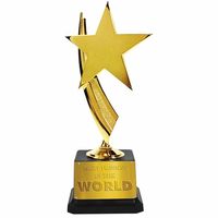 Trofeo de Metal y Plástico con Estrella Plateada Victory, Impresión UV para Premios de Competición de Tenis de Mesa, Grabado de Logotipo Personalizado, Portátil
