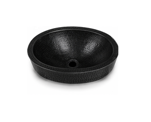 DIVRIS Lavabo vasque ovale noir martelé fait main, surface polie, à poser sur comptoir, design industriel, pour salle de bain, 17 pouces - Product Image 1
