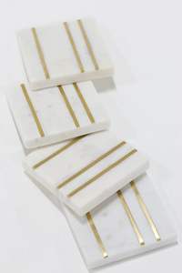 Elegant White Marble Round <b>Coaster</b> Set With Designer Metal Holder For Modern Home Decor And Premium Tabletop Accent Edition - Product Image 6