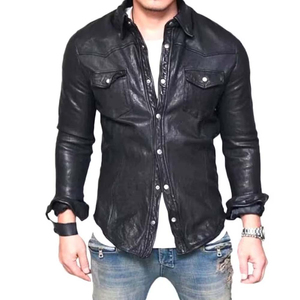 Chaquetas de cuero informales para hombre con diseño personalizado, ropa transpirable de color sólido para adultos - Product Image 1