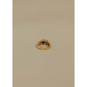 Anillo Vintage de Zafiro Azul de 14k, Anillo de Diamantes Chapado en Oro de 18k para Uso Diario, Promesas y Bodas - Product Image 4